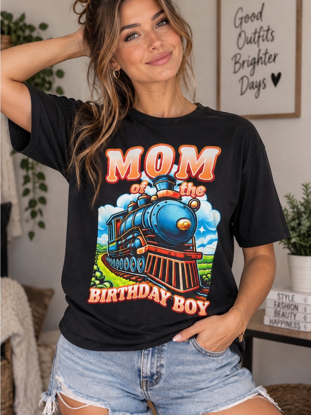 182 Mom of the Birthday Boy Graphic Tee - Black